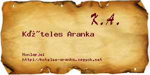 Köteles Aranka névjegykártya