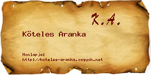 Köteles Aranka névjegykártya